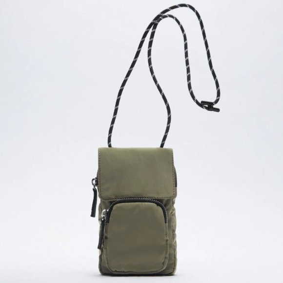 NWT ZARA GREEN CORDED CELL PHONE CASE BAG - Picture 4 of 9